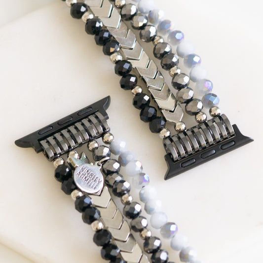 Herringbone Collection - Silver Raven Apple Watch Band