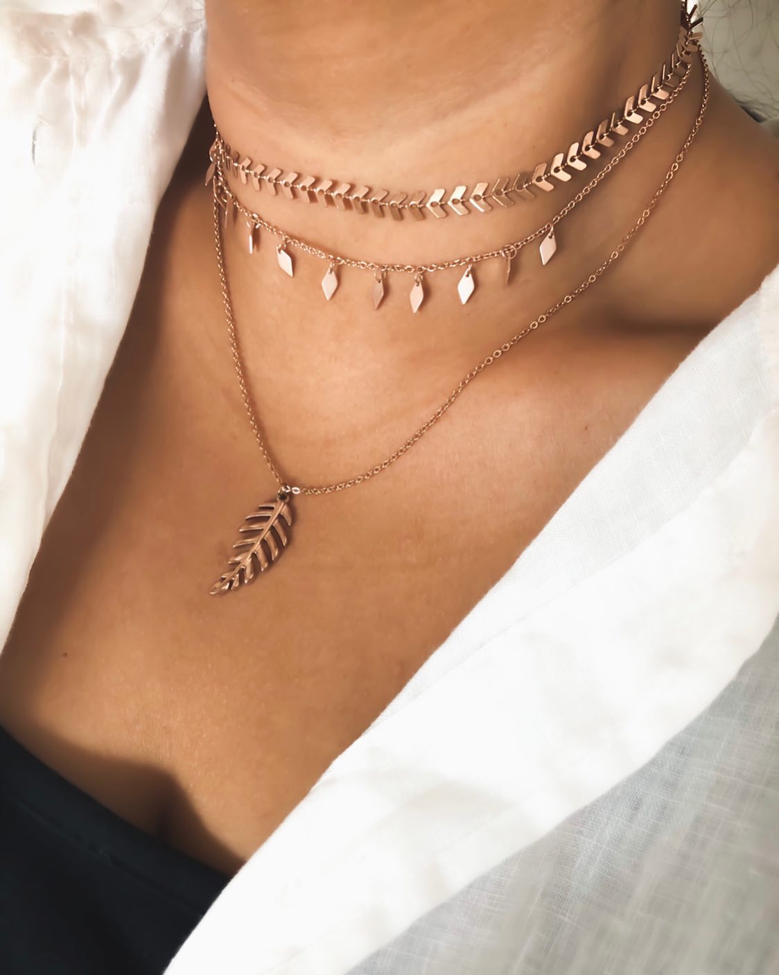 Rose Gold Calla Necklace Set