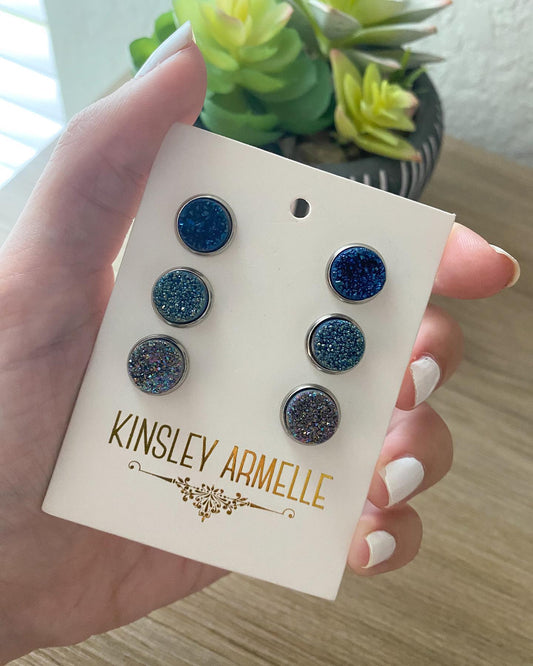 Stone Collection - Silver Cosmic Quartz Earrings Set