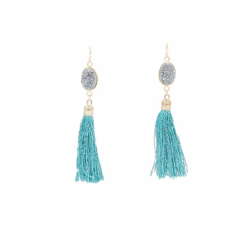 Fringe Collection - Azure Drop Earrings - Kinsley Armelle
