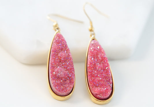 Druzy Collection - Blush Quartz Drop Earrings