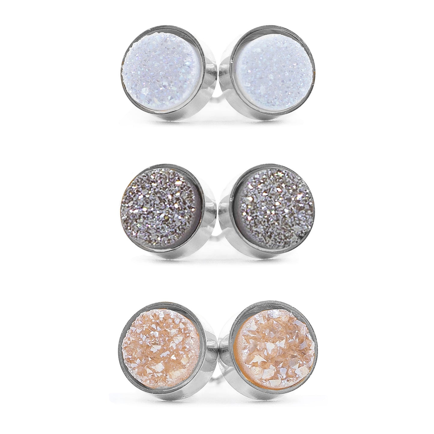 Regal Collection - Silver Quartz Stud Earring Set