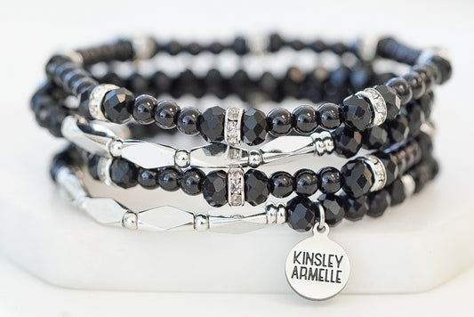 Stacked Collection - Silver Coal Bracelet Set