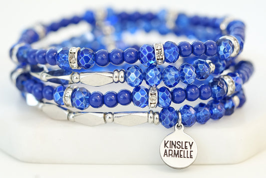 Stacked Collection - Silver Ondine Blue Bracelet Set