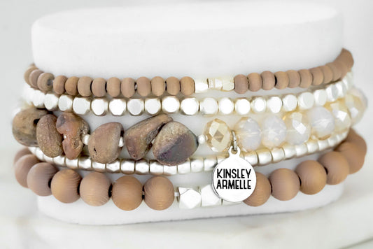 Stacked Collection - Silver Rosewood Bracelet Set