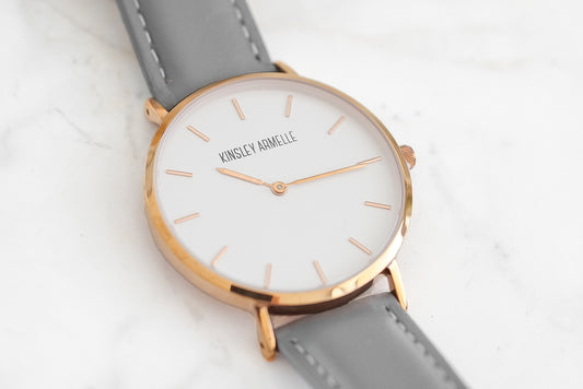 Tempus Collection - Rose Gold Ashen Gray Leather Watch
