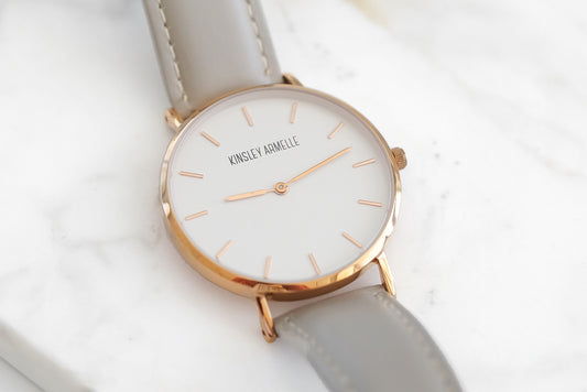 Tempus Collection - Rose Gold Ashen Taupe Leather Watch