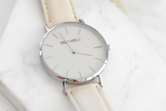 Tempus Collection - Silver Ashen Tan Leather Watch