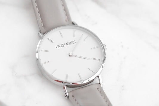 Tempus Collection - Silver Ashen Taupe Leather Watch