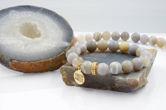 Matte Gray Agate Stone Beads