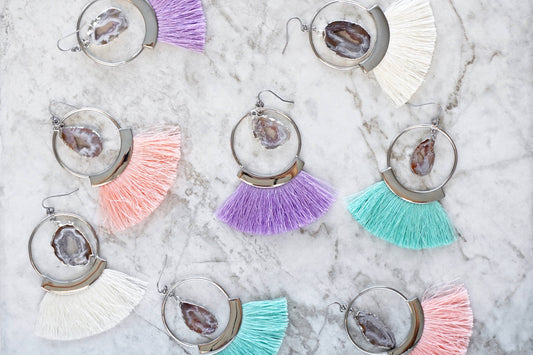 Agate Collection - Silver Fringe Earrings