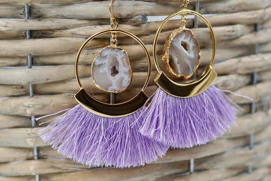 Agate Collection - Royal Fringe Earrings