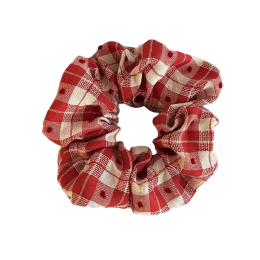 Bobble Collection - Red Plaid Scrunchie