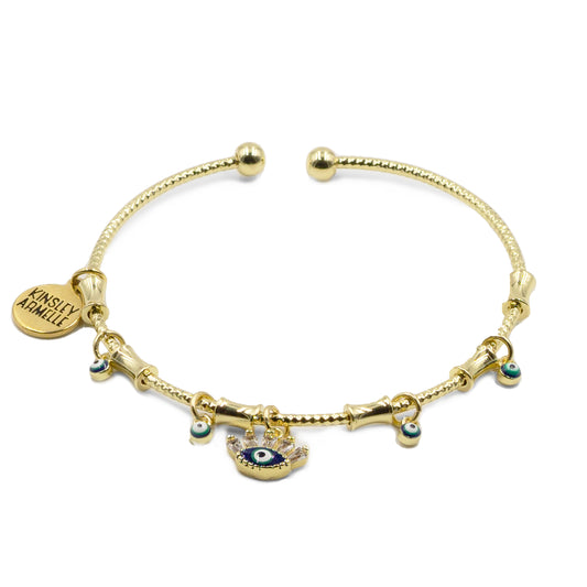 Delmira Collection - Evil Eye Charm Cuff Bracelet
