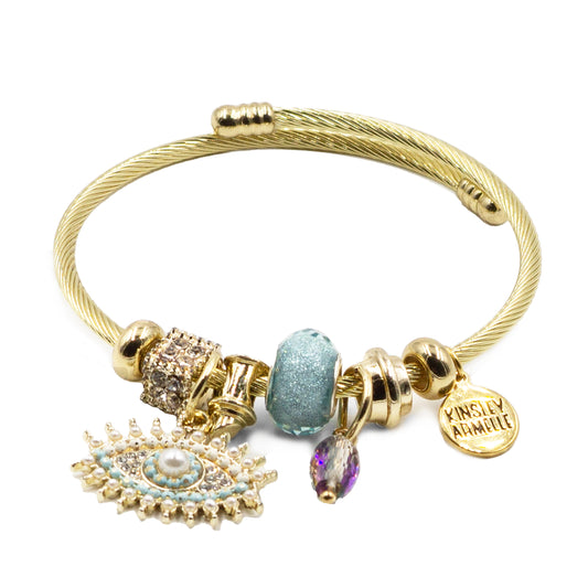 Delmira Collection - Evil Eye Charm Wrap Bracelet