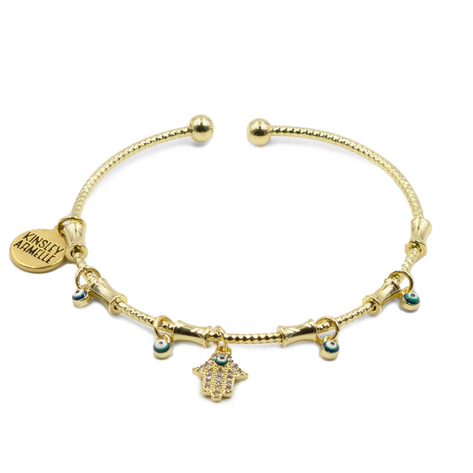 Delmira Collection - Evil Eye Hamsa Hand Cuff Bracelet