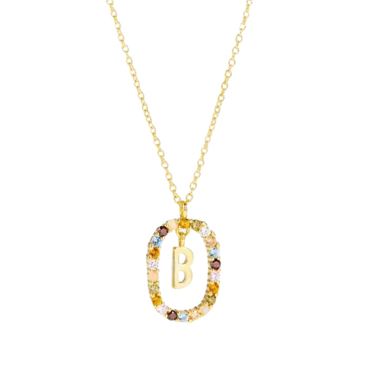 Initial Collection - Rainbow Circle Letter Necklace