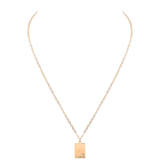 Mama Collection - Rose Gold Engraved Rectangle Necklace