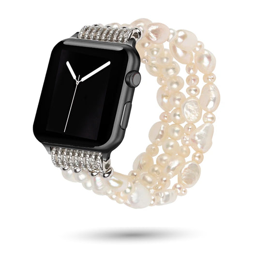 Perla Collection - Silver Mother Of Pearl Apple Watch Band