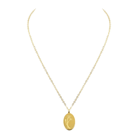 Raisa Collection - July Oval Birth Flower Necklace