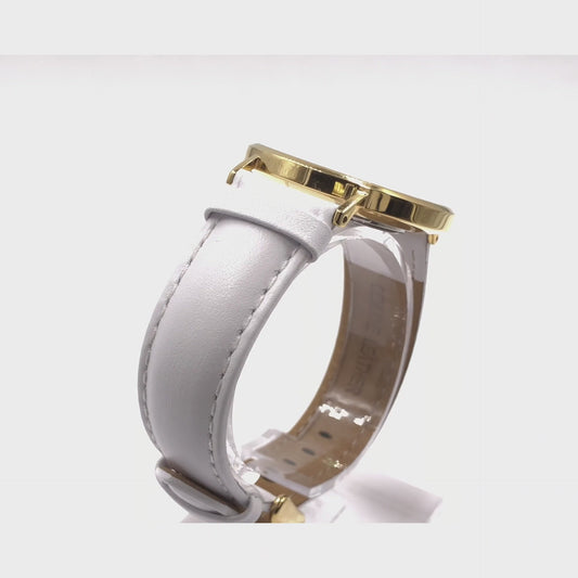 Tempus Collection - Gold Marble White Leather Watch