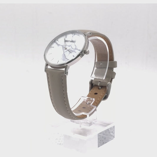 Tempus Collection - Silver Marble Taupe Leather Watch