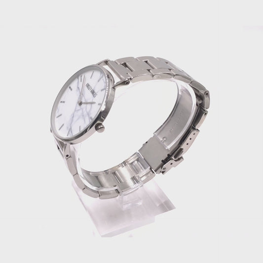Tempus Collection - Silver Marble Steel Watch