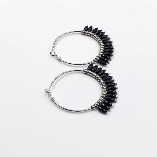 Mariana Collection - Silver Coal Earrings