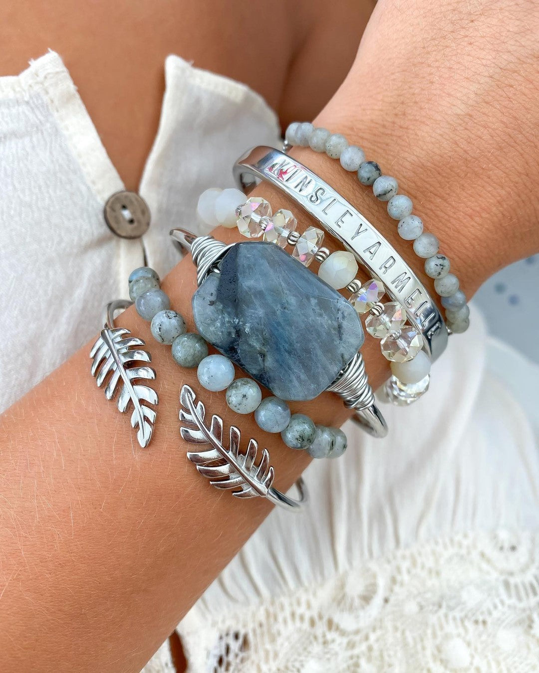 Silver Hawthorn Bracelet Stack