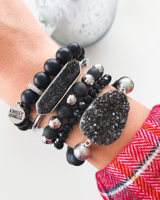 Silver Crescent Moon Bracelet Stack