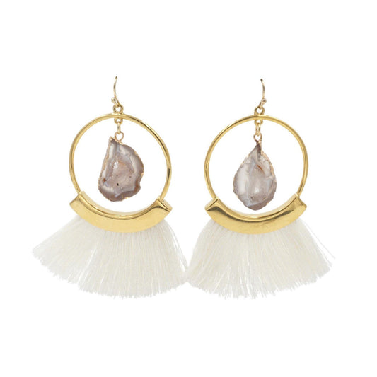Agate Collection - Ashen Fringe Earrings - Kinsley Armelle