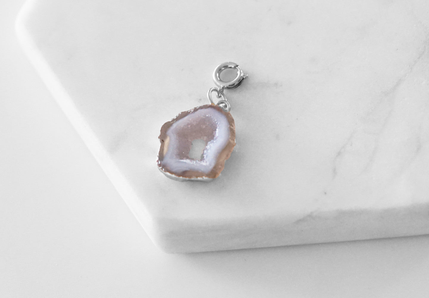 Maker Collection - Petite Silver White Agate Stone Charm