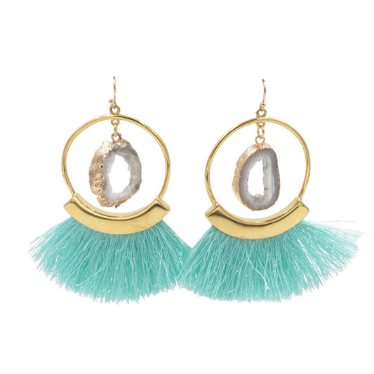 Agate Collection - Mint Fringe Earrings - Kinsley Armelle