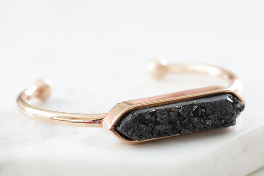 Bangle Collection - Rose Gold Raven Quartz Bracelet