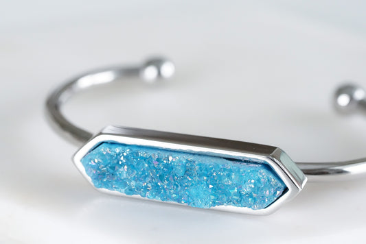 Bangle Collection - Silver Azure Quartz Bracelet