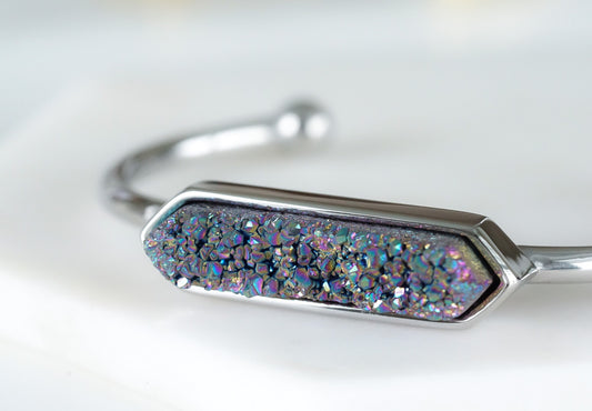 Bangle Collection - Silver Elara Cosmic Quartz Bracelet