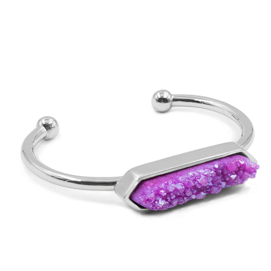 Bangle Collection - Silver Magenta Quartz Bracelet (Limited Edition)