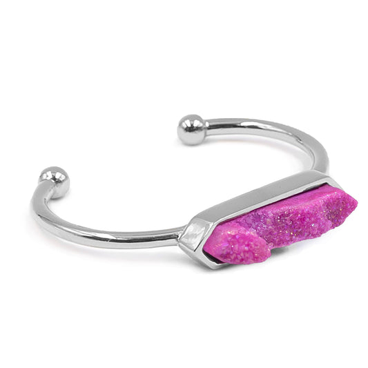 Bangle Collection - Silver Blush Quartz Bracelet (Unique)