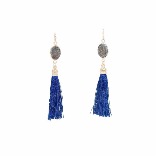 Fringe Collection - Cobalt Drop Earrings - Kinsley Armelle