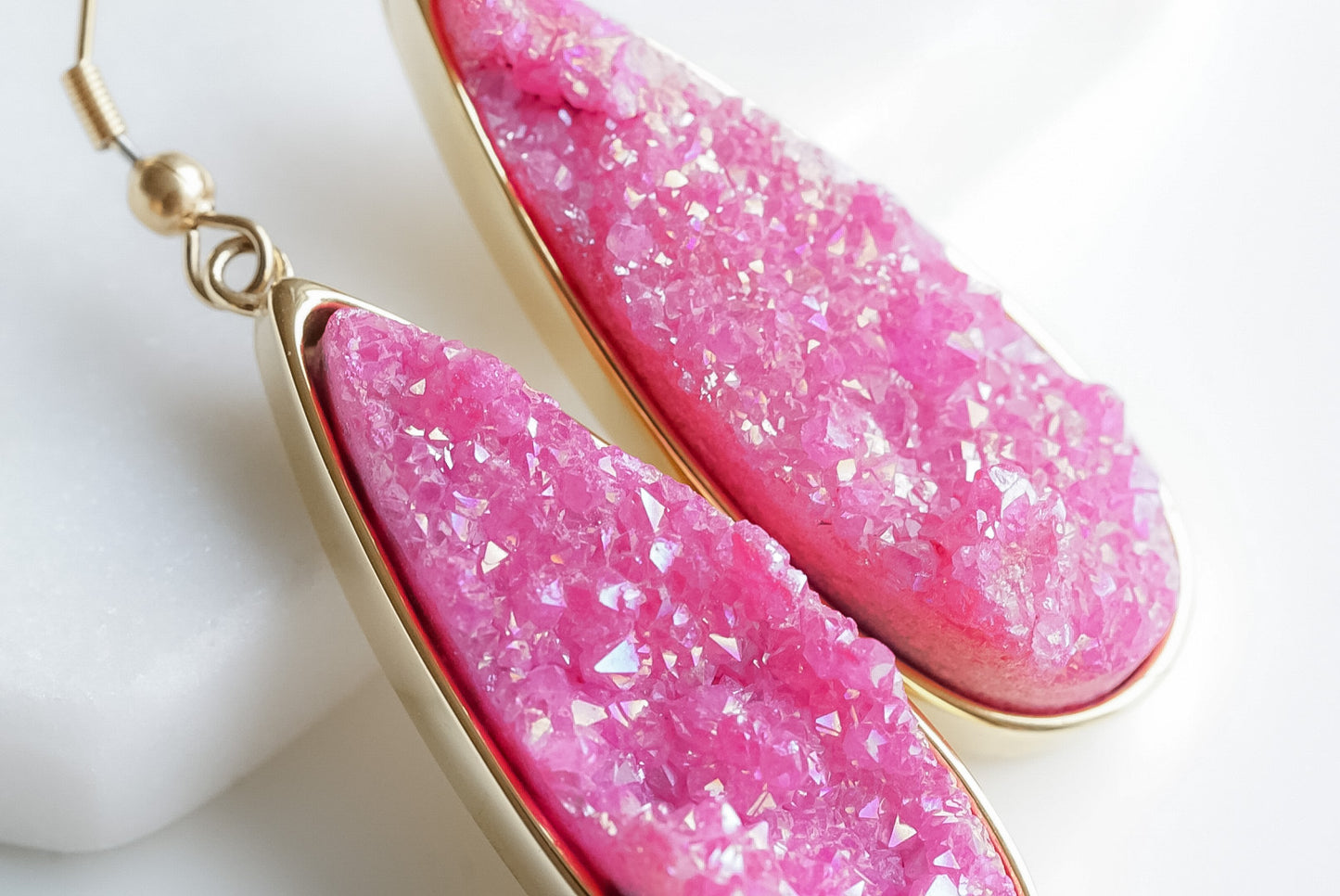 Druzy Collection - Blush Quartz Drop Earrings