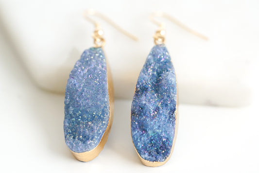 Druzy Collection - Denim Drop Earrings