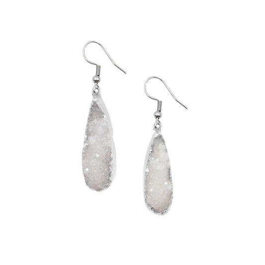 Druzy Collection - Silver Ice Drop Earrings