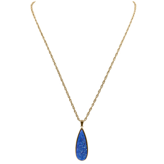 Druzy Collection - Denim Quartz Drop Necklace