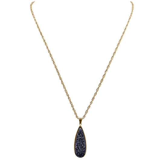 Druzy Collection - Raven Quartz Drop Necklace