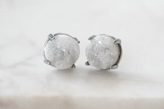 Eden Collection - Silver Pearl Quartz Stud Earrings