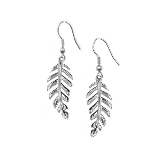 Goddess Collection - Silver Laurel Leaf Drop Earrings
