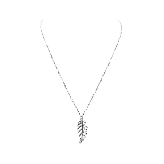 Goddess Collection - Silver Laurel Leaf Drop Necklace