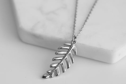 Goddess Collection - Silver Laurel Leaf Drop Necklace