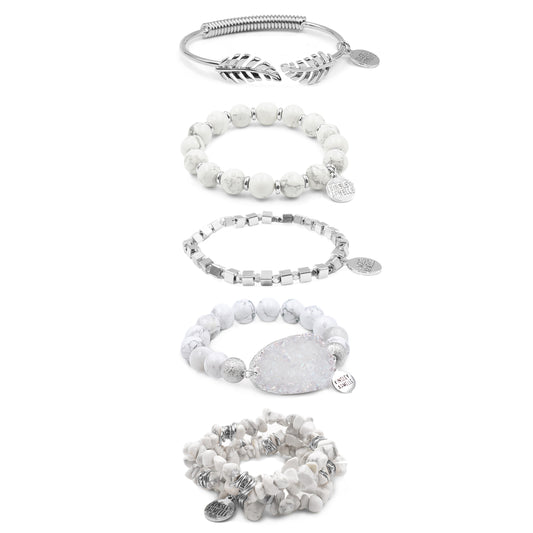 Silver Lustre Bracelet Stack