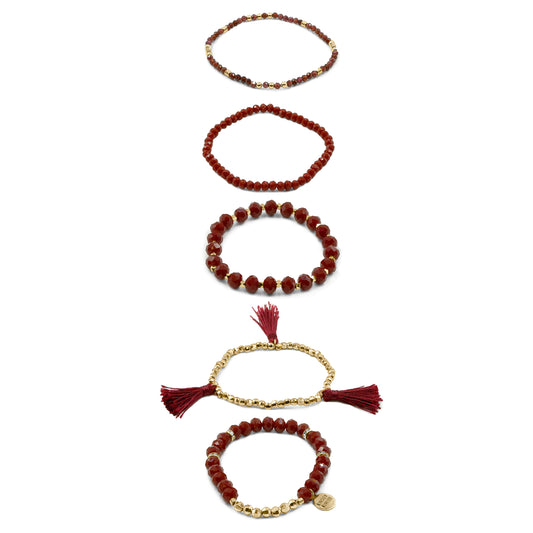 Stacked Collection - Maroon Bracelet Set